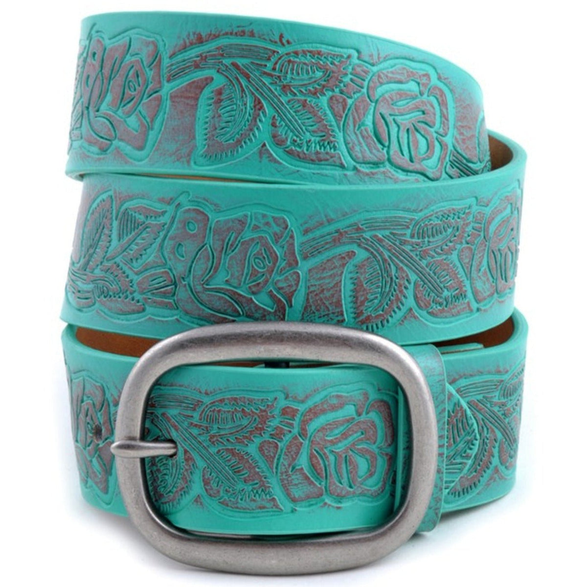 Turquoise stamped belt. Western-style belt. The Fringe Co
