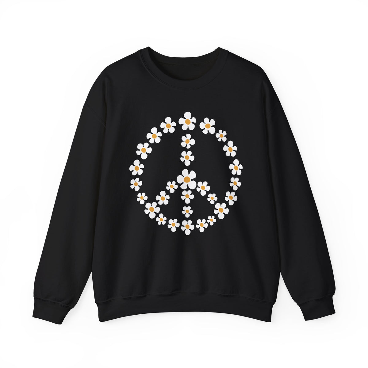Women's Daisy Peace Sign Sweatshirt | Ladies Boho Sweater | Flower Peace Print