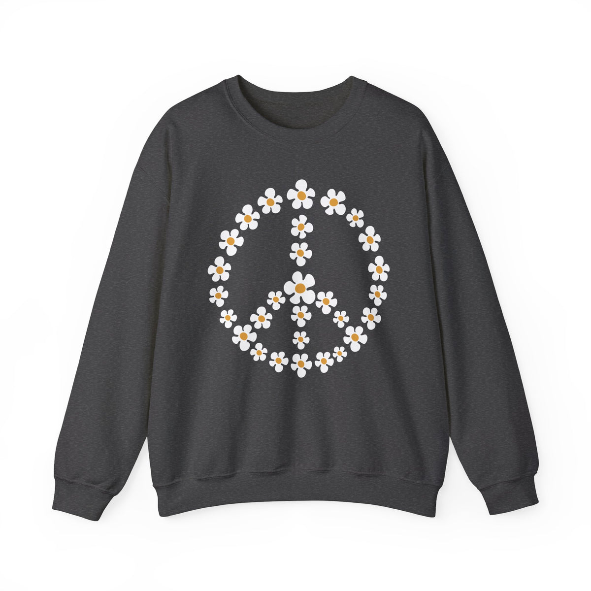 Women's Daisy Peace Sign Sweatshirt | Ladies Boho Sweater | Flower Peace Print