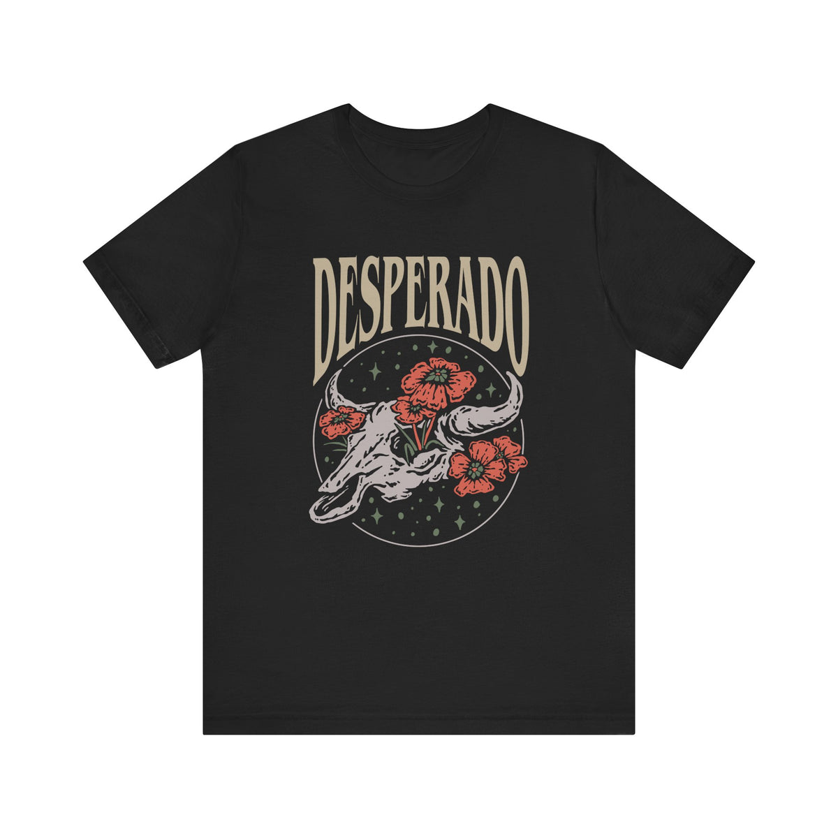 Desperado Skull and Flowers Western Graphic T-Shirt