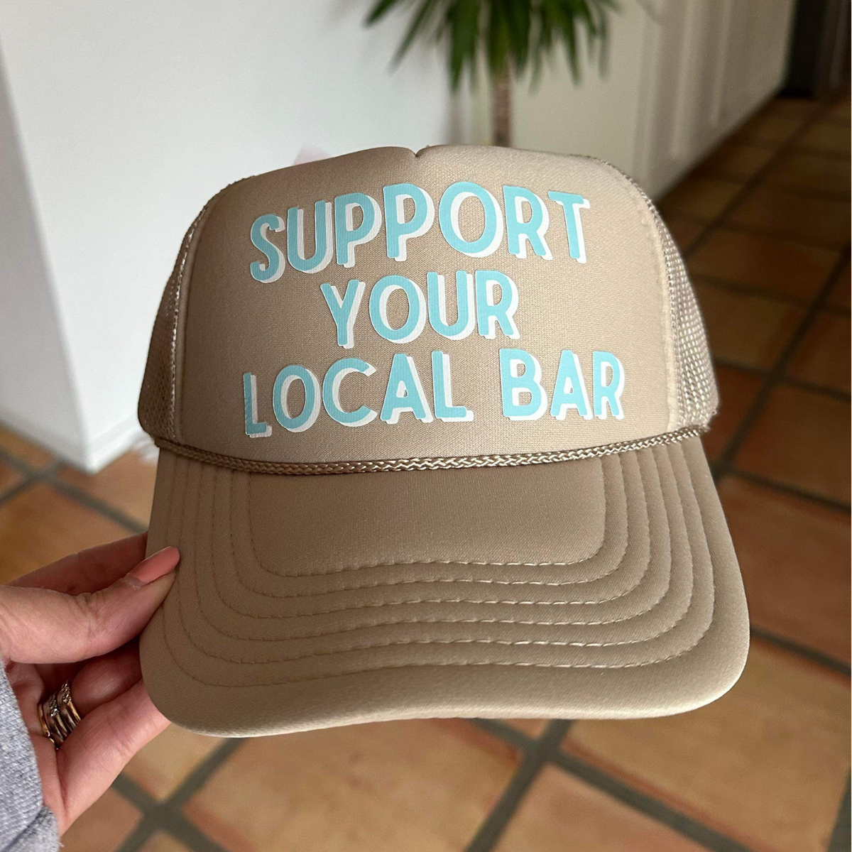 Support Your Local Bar | Tan Trucker Hat by Haute Sheet