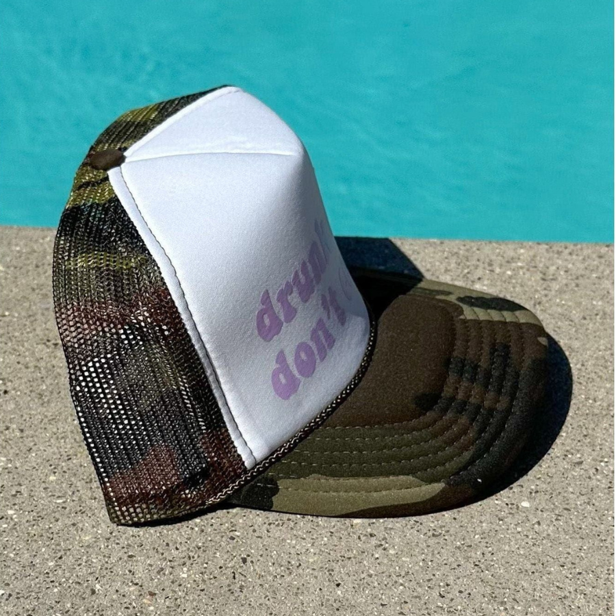 Drunk Cigs Don't Count Hat | Camo and White Trucker Hat by Haute Sheet