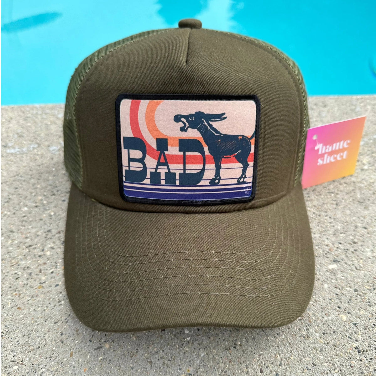 Hats Bad A | Olive Green Trucker Hat by Haute Sheet