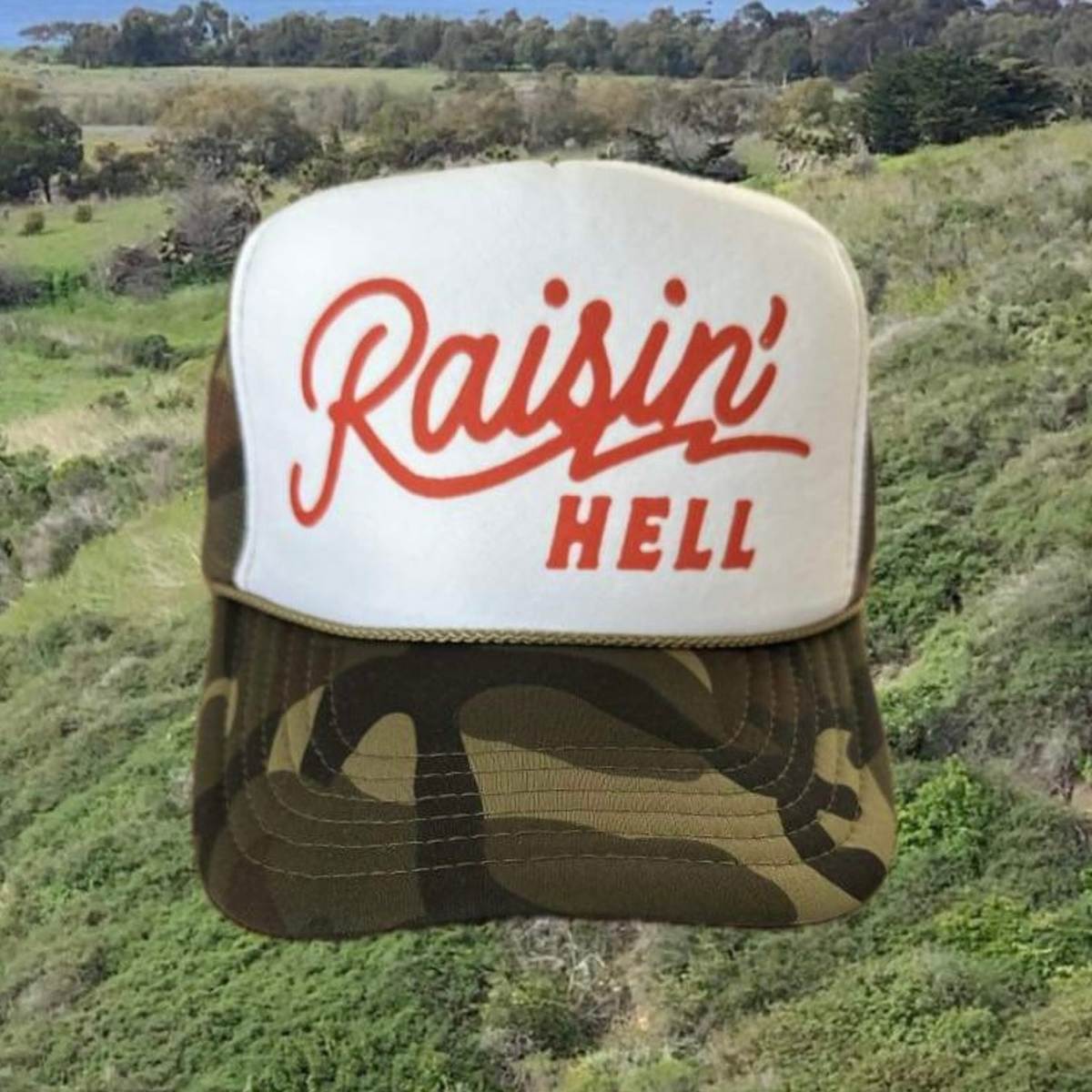 Raisin' Hell Trucker Hat | Country Truckers Hat by Haute Sheet