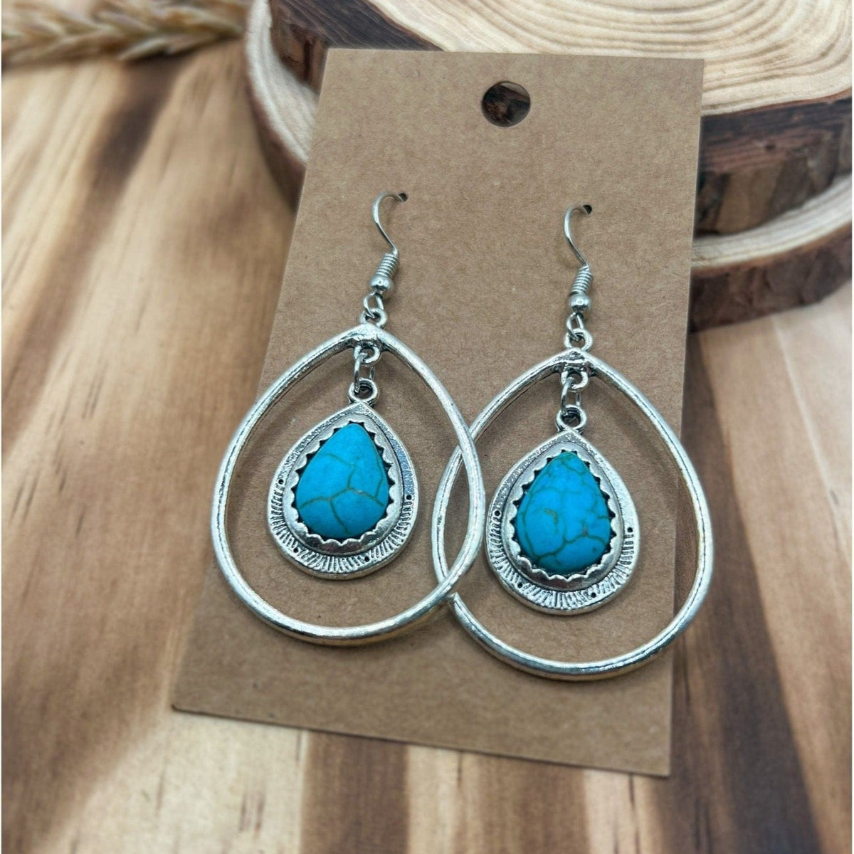 Ace in the Hole - Western Turquoise Dangling Earrings Earrings-Western TheFringeCultureCollective