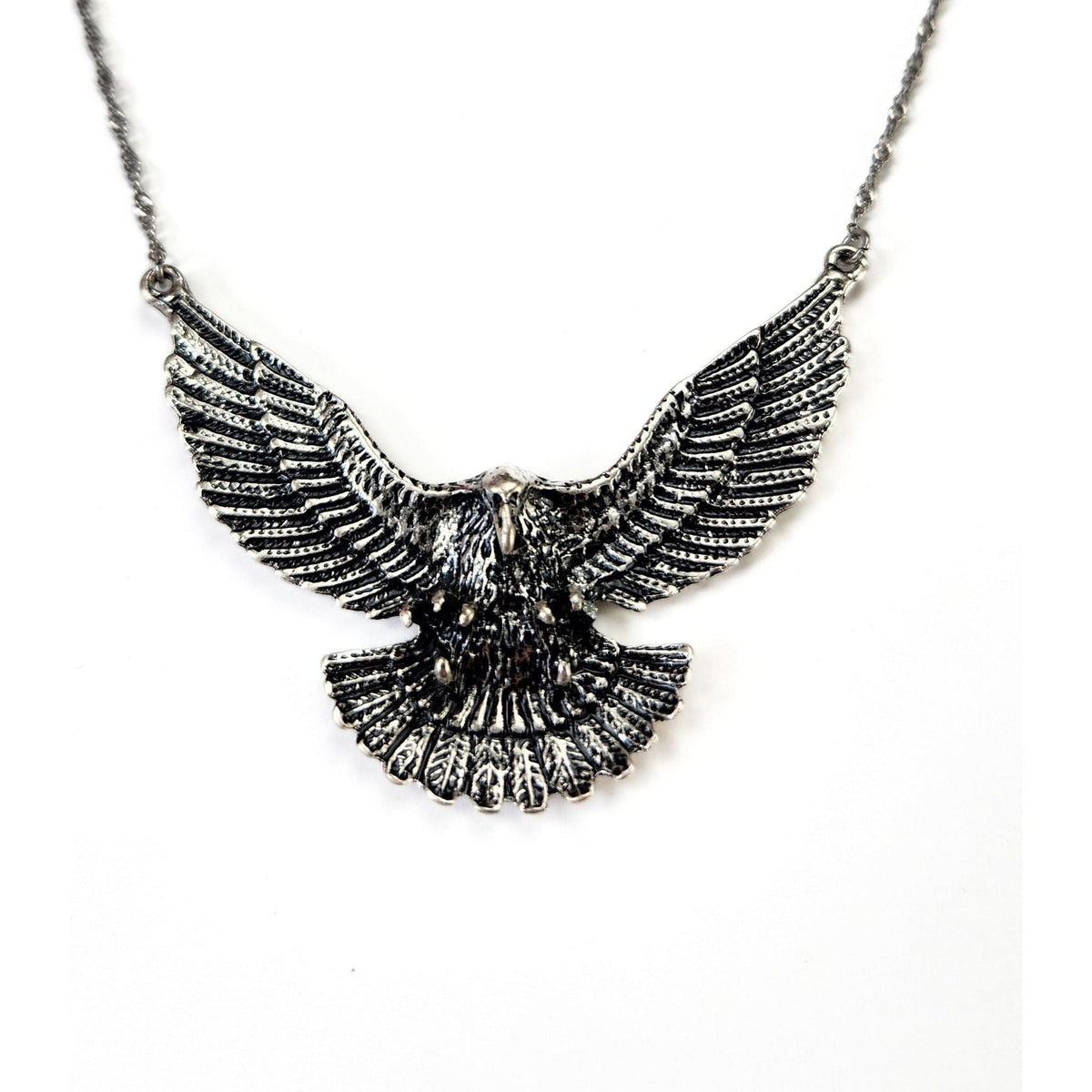 As The Eagke Flys Silver Statement Necklace TheFringeCultureCollective