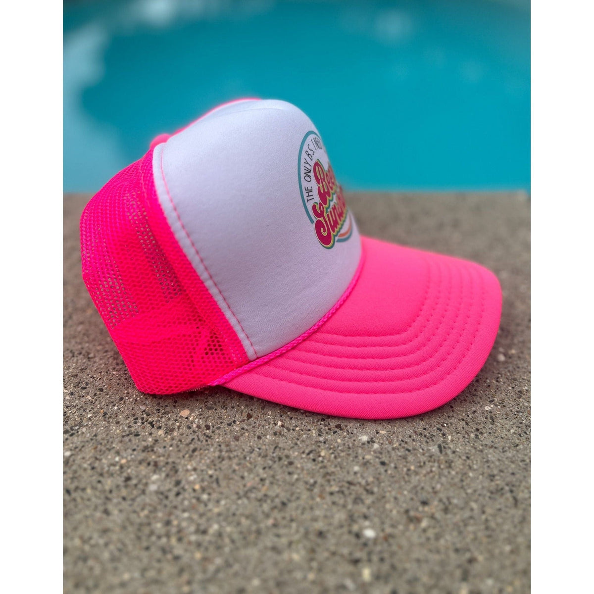 Beer & Sunshine | White and Pink Trucker Hat by Haute Sheet Hats TheFringeCultureCollective
