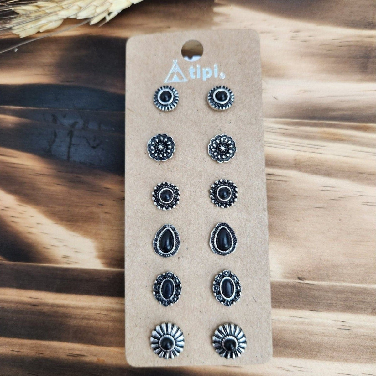 Black and Silver Stud Earring Set Earrings TheFringeCultureCollective