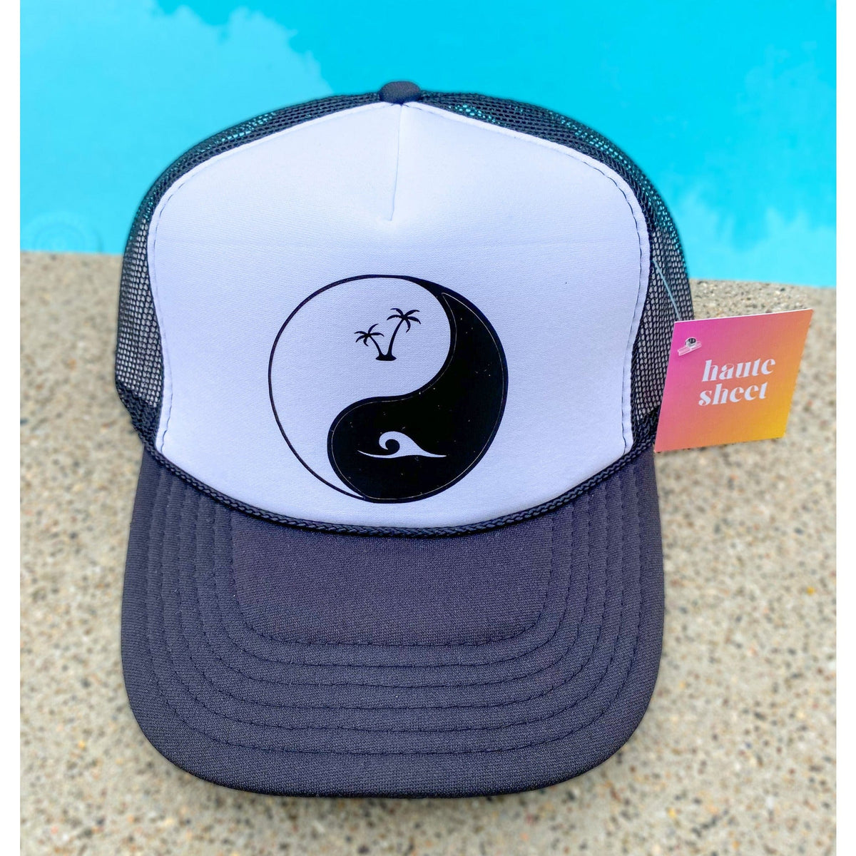 Black and White YingYang - Haute Sheet Trucker Hat Hats TheFringeCultureCollective