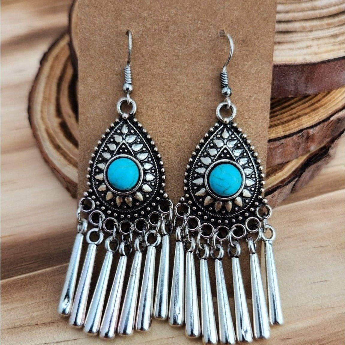 Catch a Dream Silver and Turquoise Boho Earrings TheFringeCultureCollective