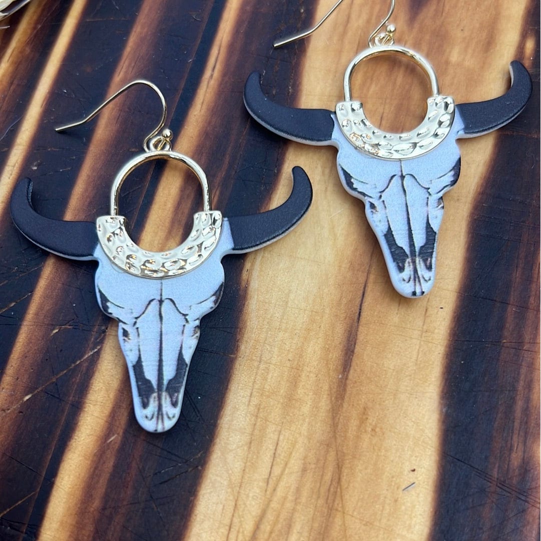 Cattle Drive Bull Acrylic Earrings Earrings TheFringeCultureCollective