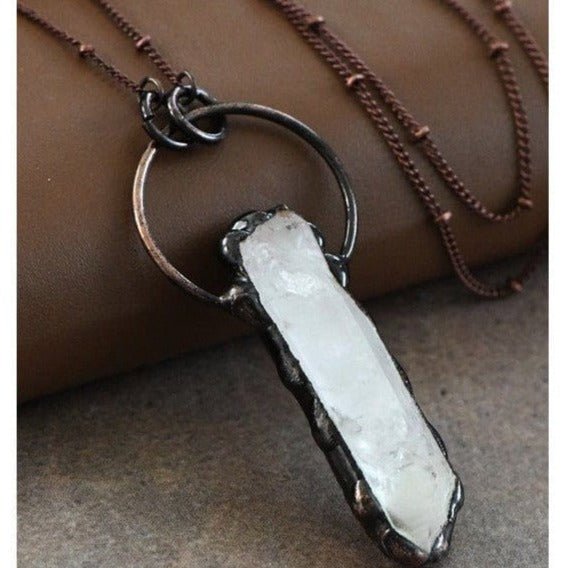 Cleansing Rain Raw Crystal Stone Necklace necklace TheFringeCultureCollective