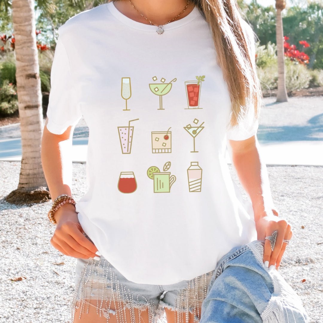 Cocktail Lover Short Sleeve Graphic Tee | Brunch T-shirt | Mixed Drink Lovers Ladies Top | Birthday Gift | Brunch Group Shirts T-Shirt TheFringeCultureCollective