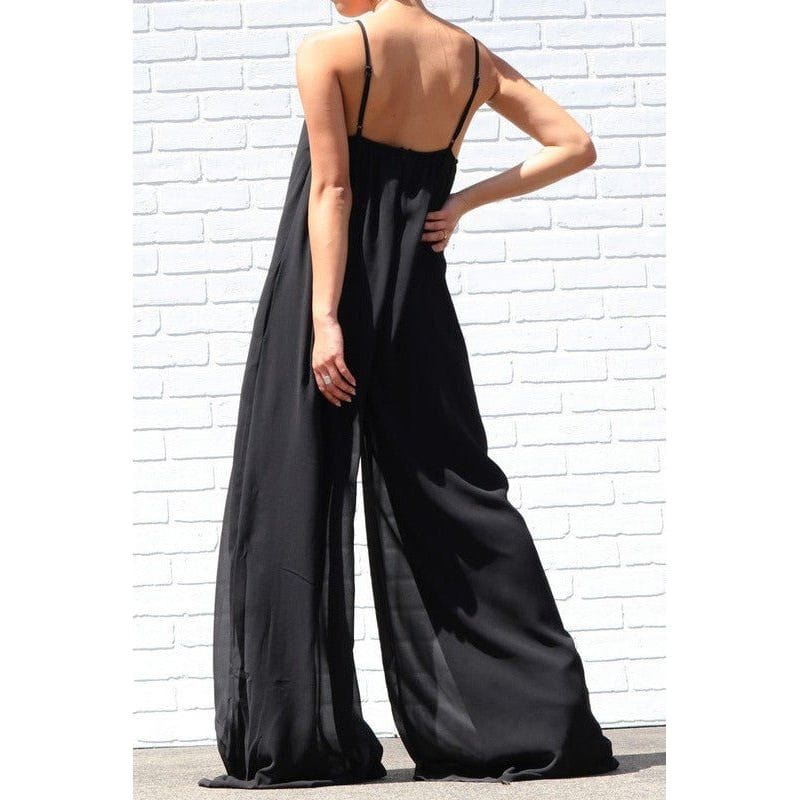 Easy Livin' Relaxed Fit Long Black Jumpsuit Jumpsuit TheFringeCultureCollective