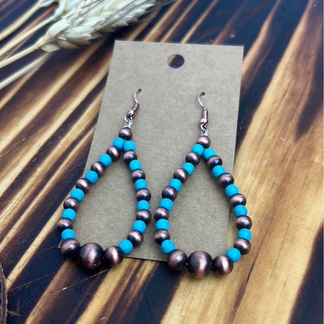 El Paso Turquoise and Copper Drop Earrings Earrings TheFringeCultureCollective