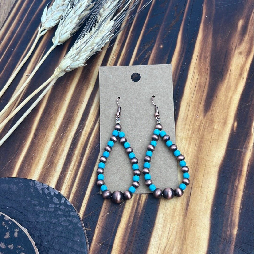 El Paso Turquoise and Copper Drop Earrings Earrings TheFringeCultureCollective
