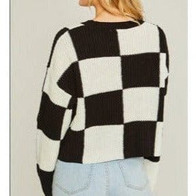 Finish Line Checkered Black and White Sweater Sweaters TheFringeCultureCollective