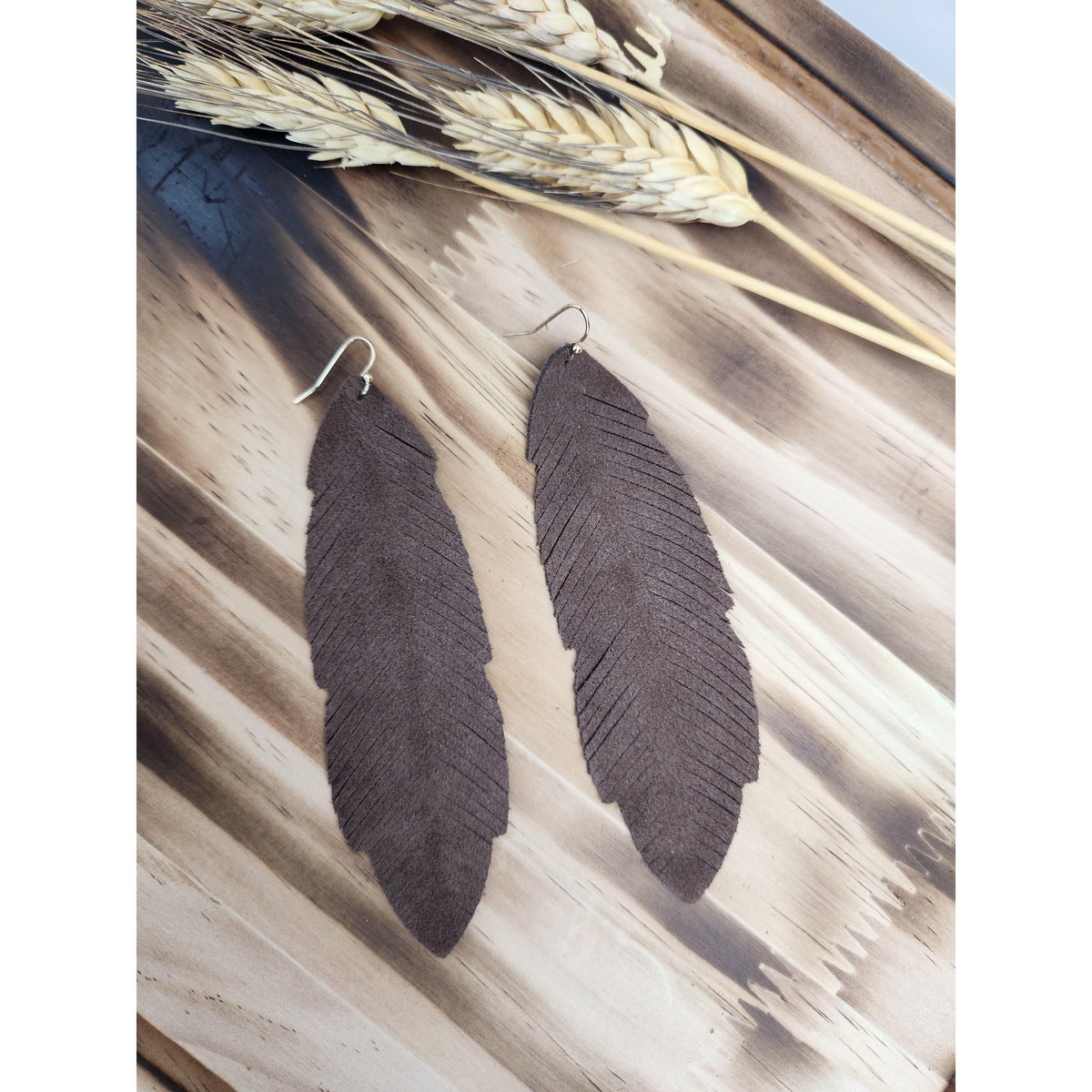 Free Falling Brown Feather Dangle Earrings Earrings TheFringeCultureCollective