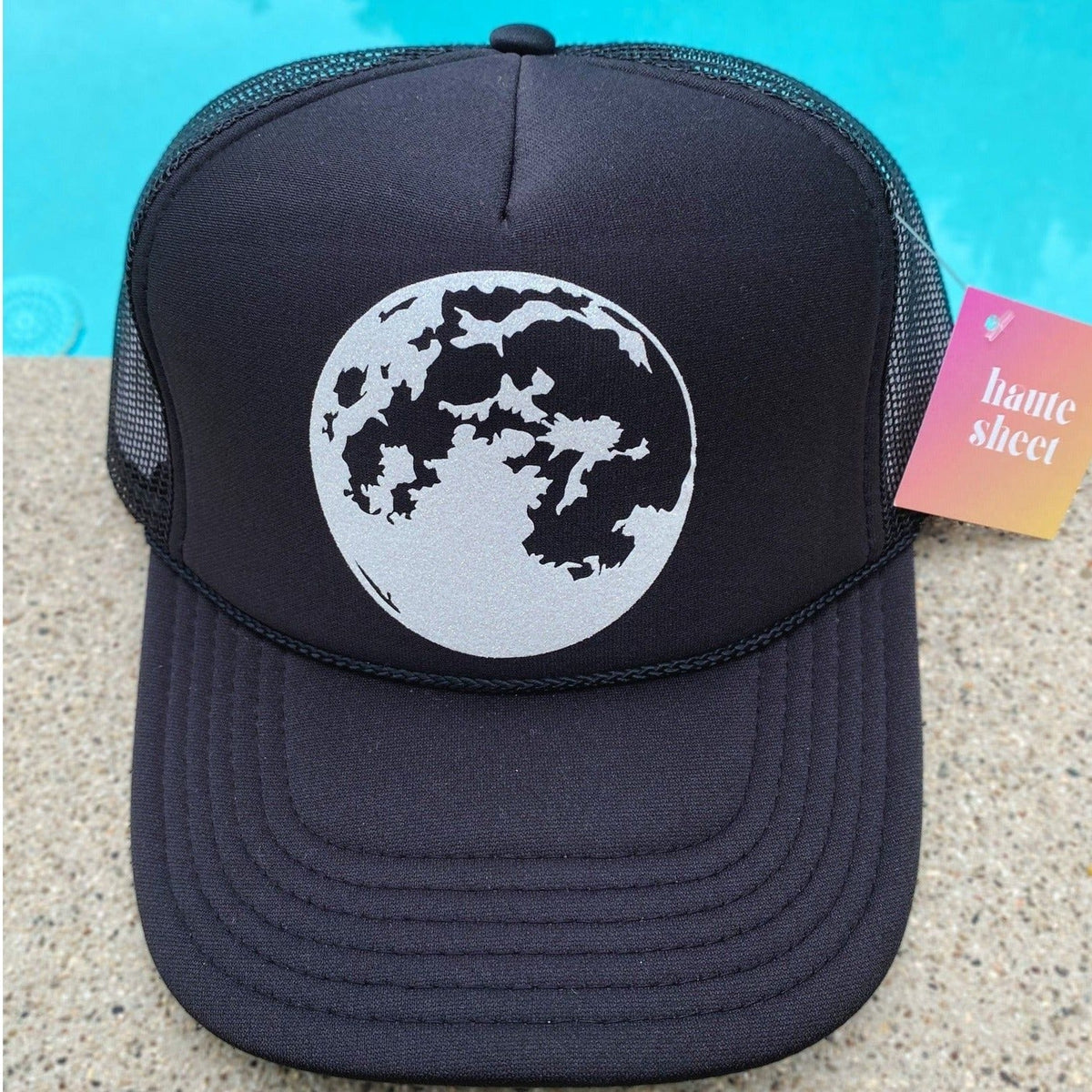 Full Moon | Black Trucker Hat by Haute Sheet Hats TheFringeCultureCollective