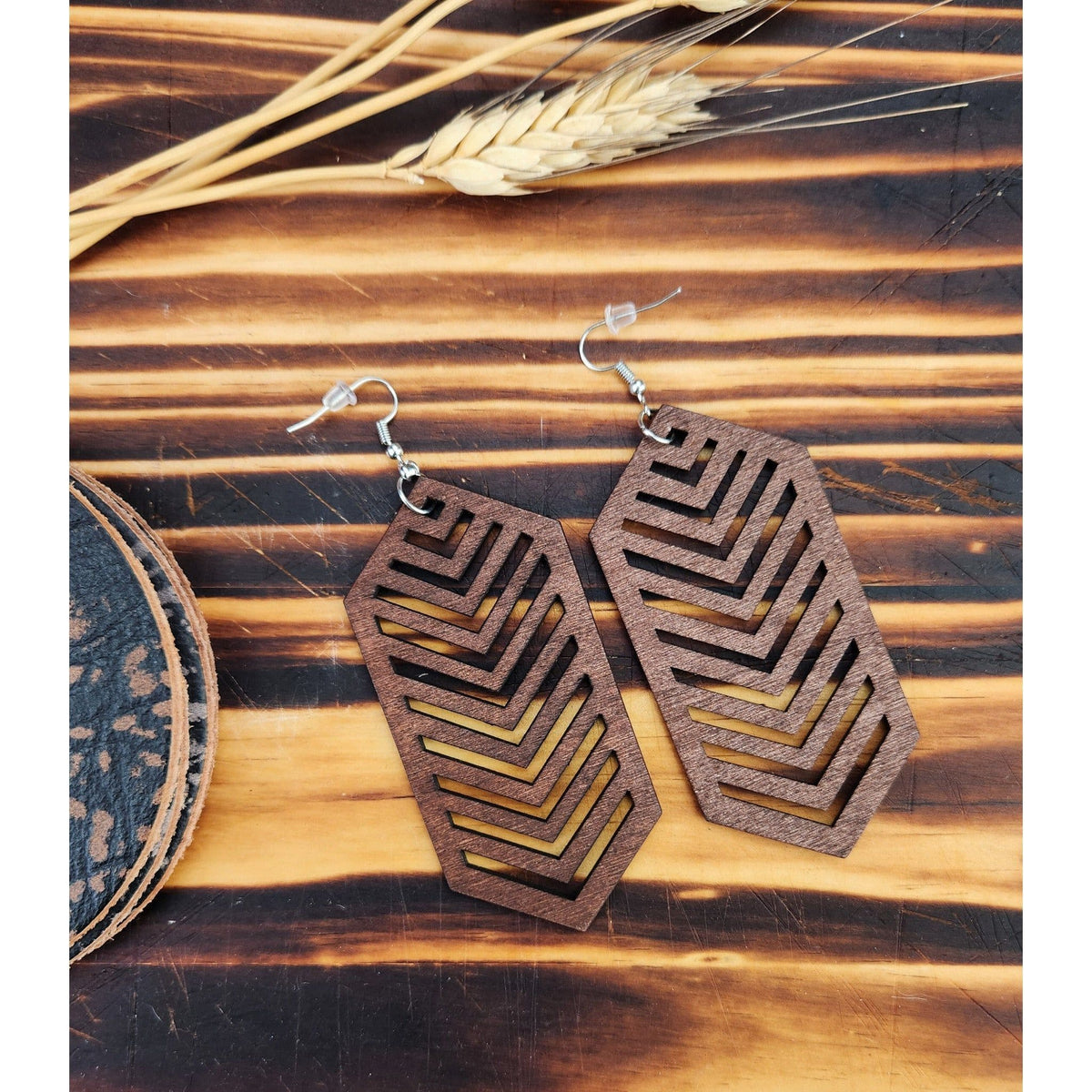 Geometric Wooden Earrings Earrings TheFringeCultureCollective