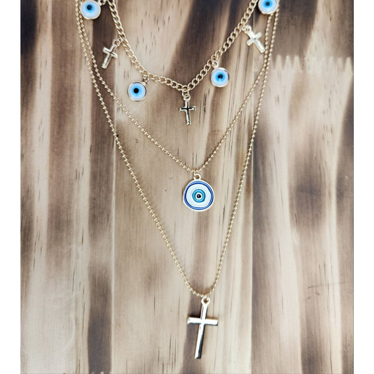 Good and Evil Gold Chain Cross Necklace TheFringeCultureCollective
