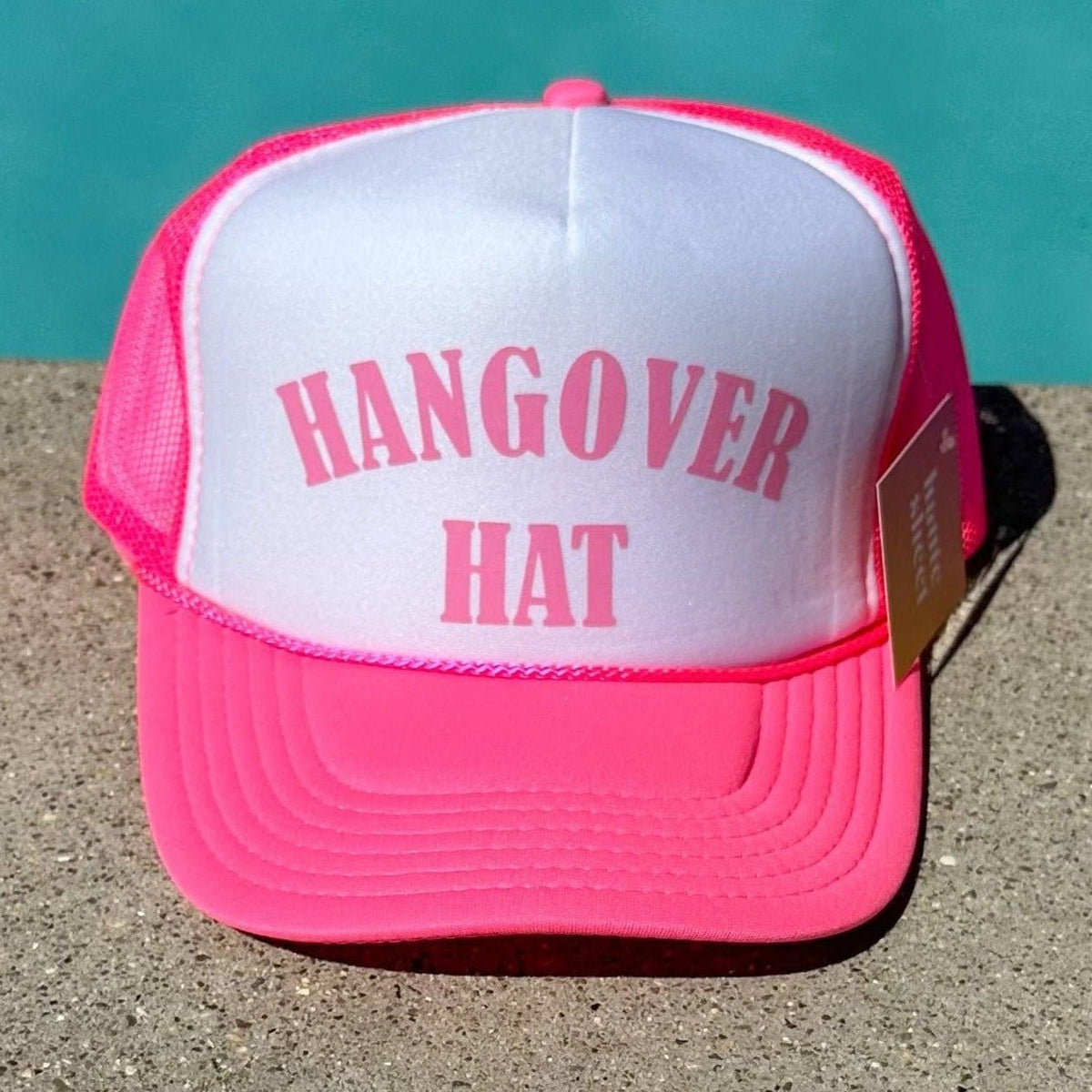 Hangover Hat White and Pink Trucker Hat Hats TheFringeCultureCollective