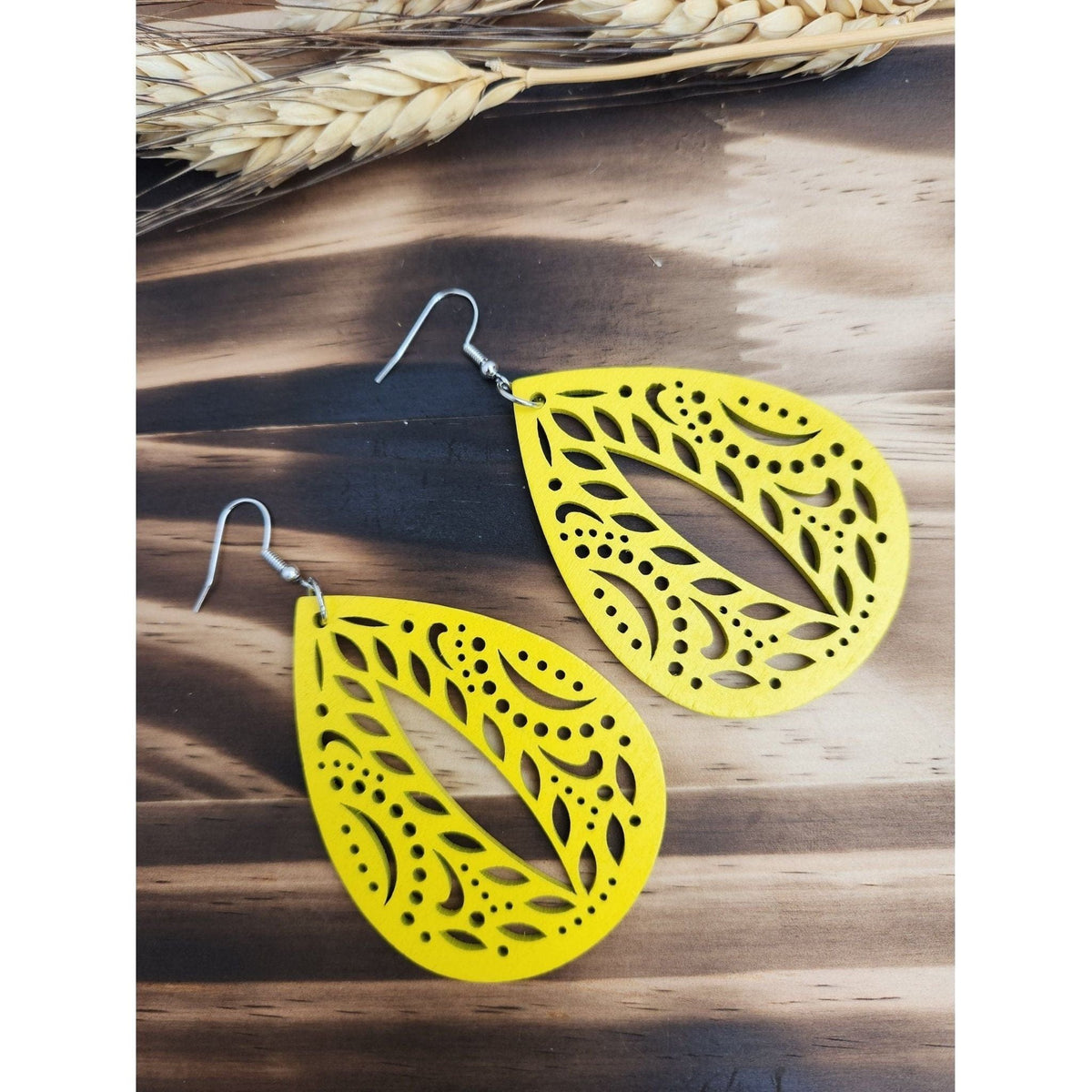Here Comes the Sun Wooden Drop Earrings Earrings TheFringeCultureCollective