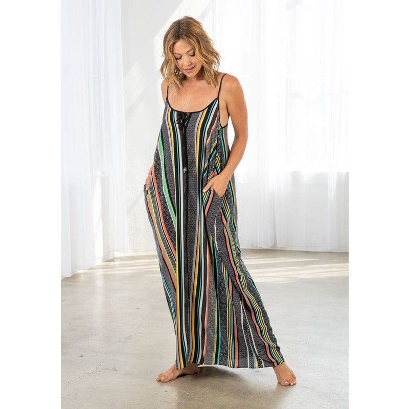 High Noon Sleeveless Striped Maxi Dress Long Dress TheFringeCultureCollective