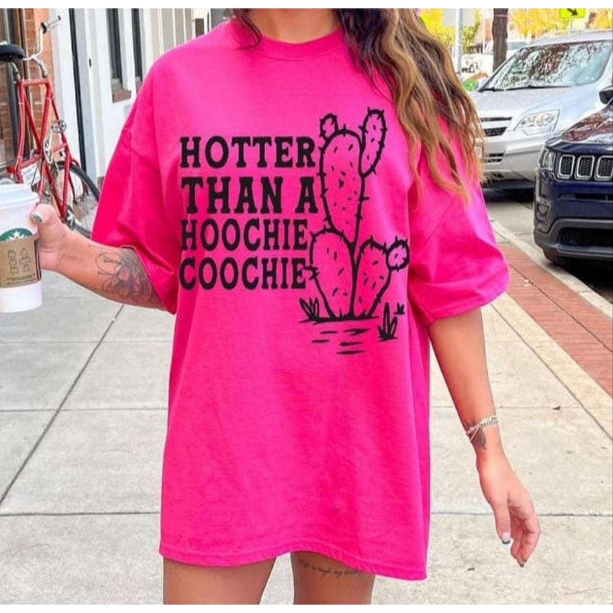 Hotter Than a Hoochie Coochie Hot Pink Graphic Tee | Country Graphic Tee TheFringeCultureCollective