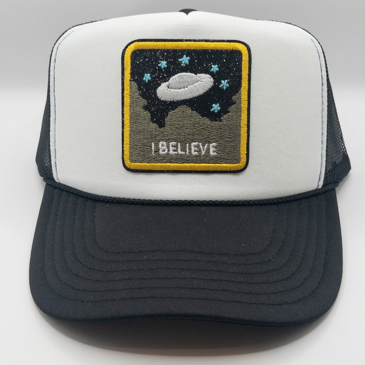 I Believe Alien Hat | Patch Trucker Hat | Black and White Hat Hats TheFringeCultureCollective