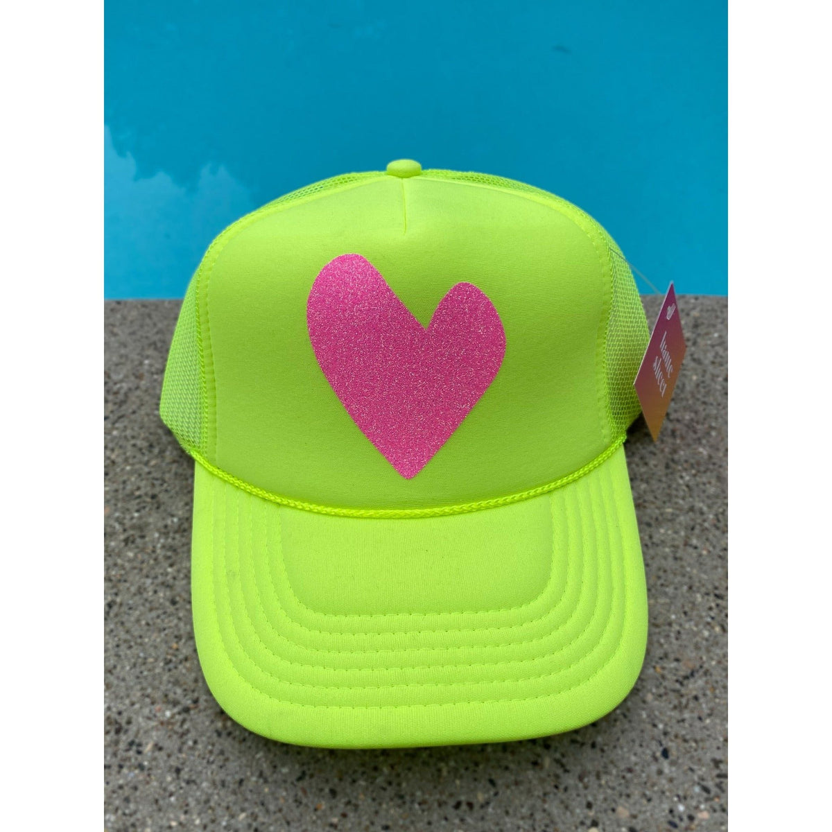 I Heart You | Gold and Pink Trucker Hat by Haute Sheet Hats TheFringeCultureCollective