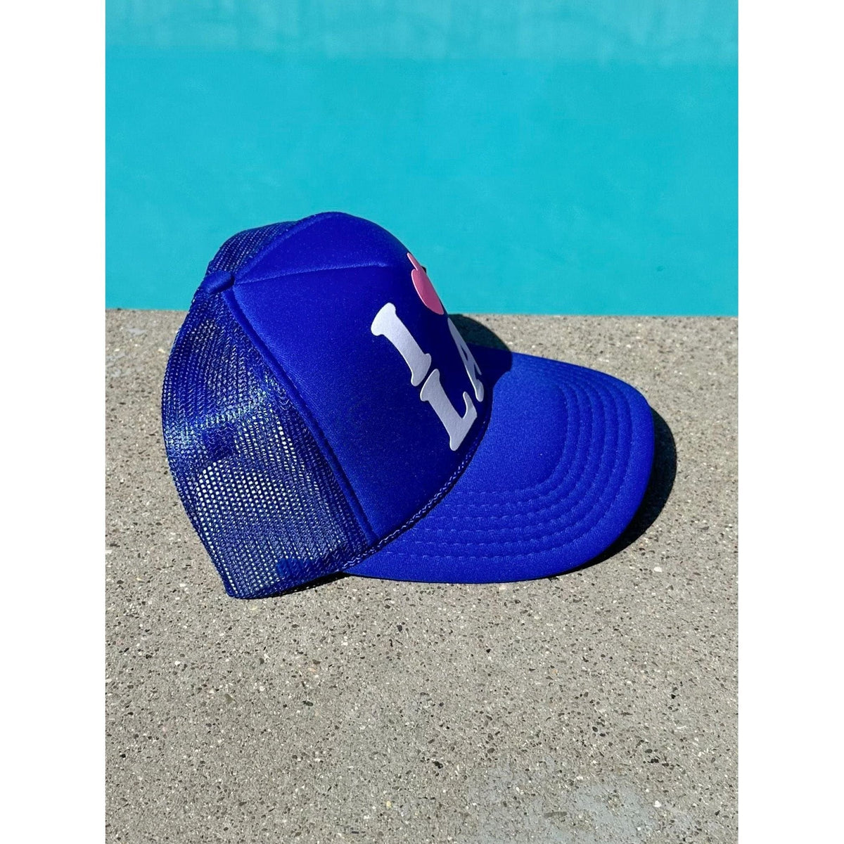 I Love LA | Blue Trucker Hat by Haute Sheet Hats TheFringeCultureCollective