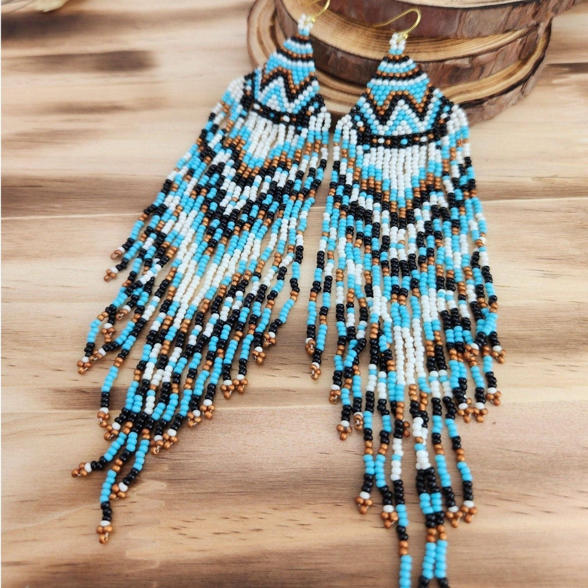 In the Breeze Long Fringe Beaded Earrings TheFringeCultureCollective