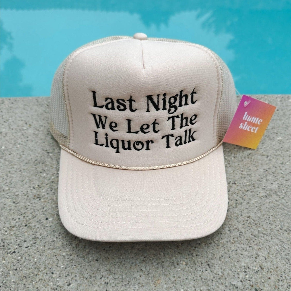 Last Night | Neutral Colored Trucker Hat by Haute Sheet Hats TheFringeCultureCollective