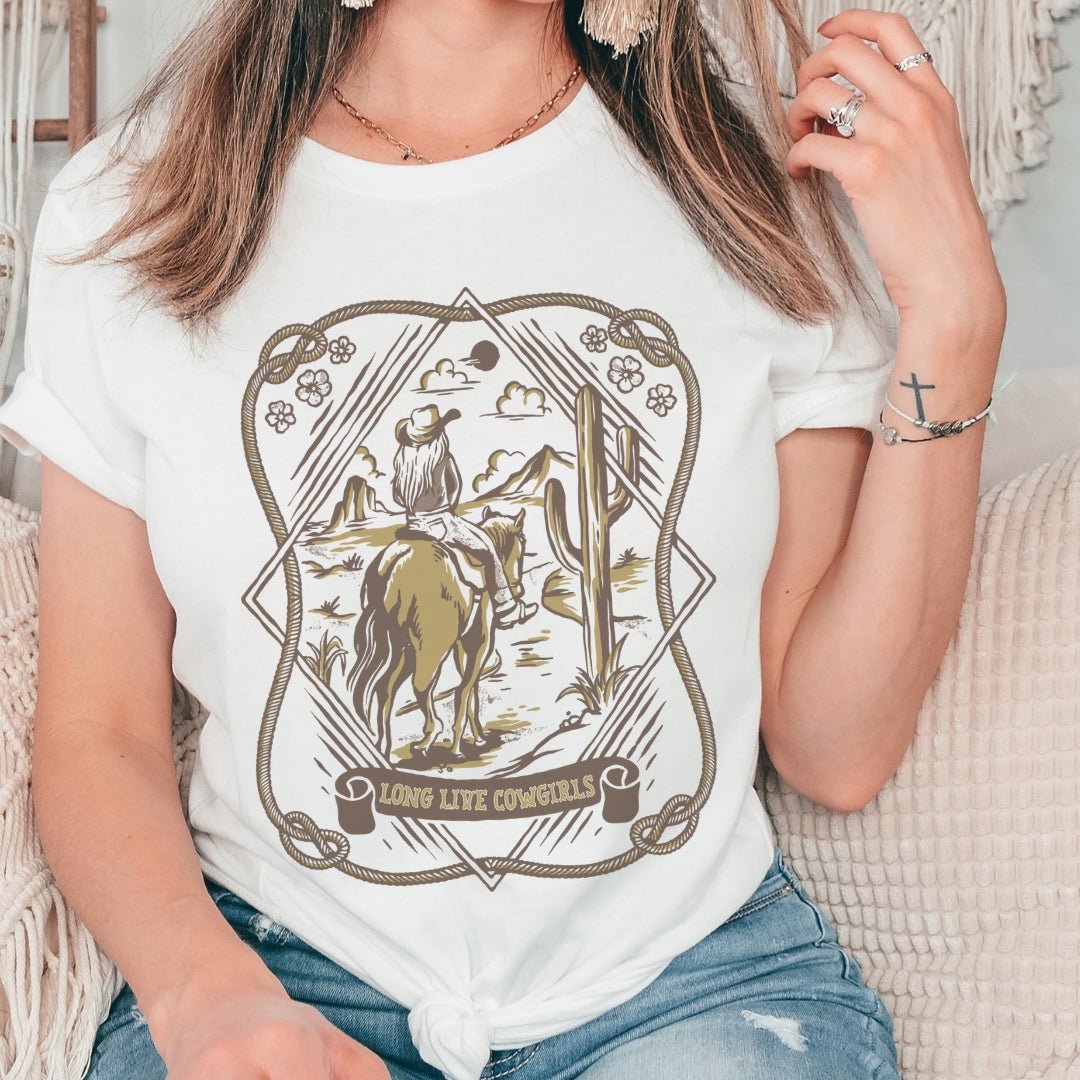 Long Live Cowgirls Graphic Tee | Cowgirl T-shirts | Women's Western Tees T-Shirt TheFringeCultureCollective