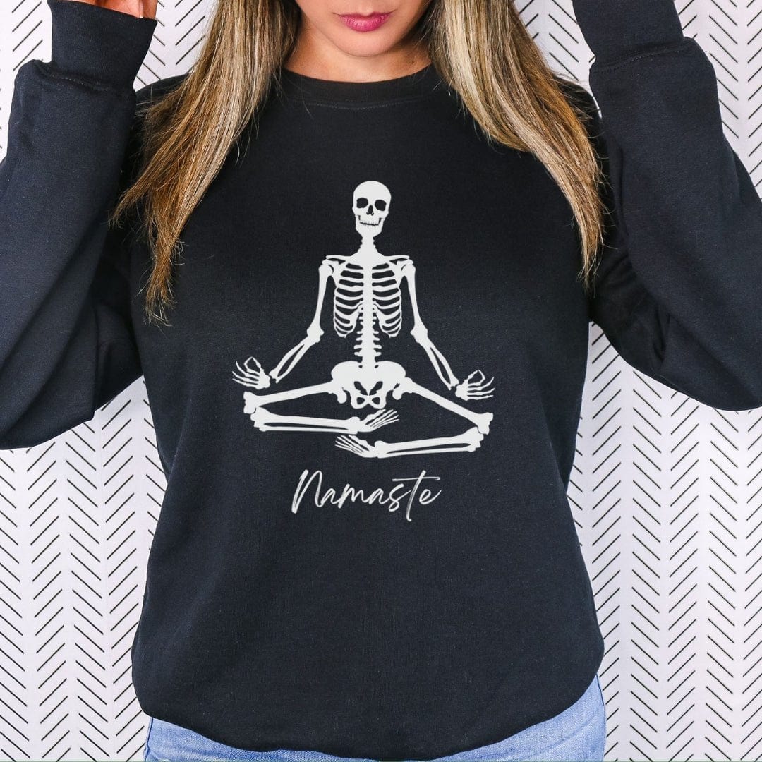 Namaste Skeleton Crewneck Sweatshirt | Yogi Gift | Yoga Lover Sweatshirt TheFringeCultureCollective