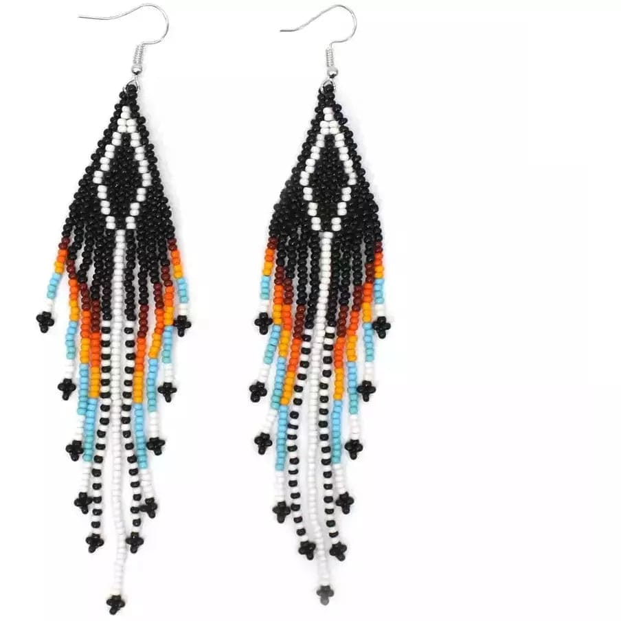 Native Style Seed Fringe Beaded Earrings Beaded Earrings TheFringeCultureCollective