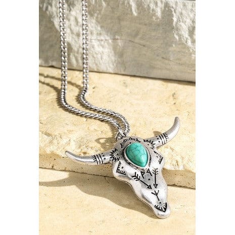 No Bull turquoise Bull Pendant Necklace Western Necklaces TheFringeCultureCollective