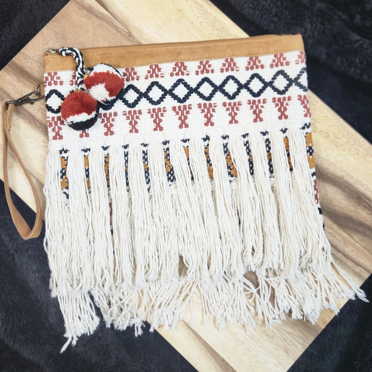 Out West Hand Embroidered Boho Clutch Clutch TheFringeCultureCollective