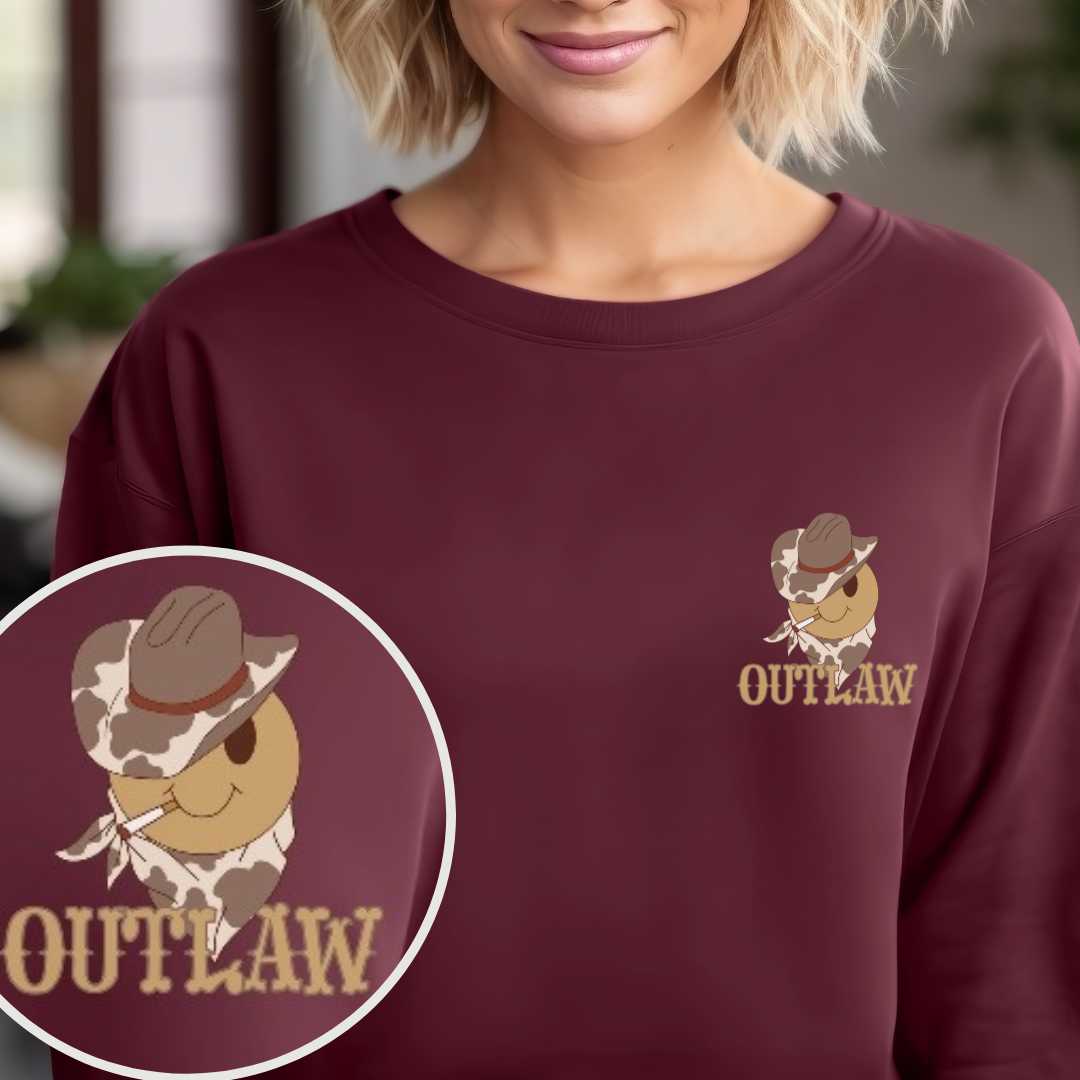 Outlaw Emoji Western Sweatshirt Sweatshirt TheFringeCultureCollective