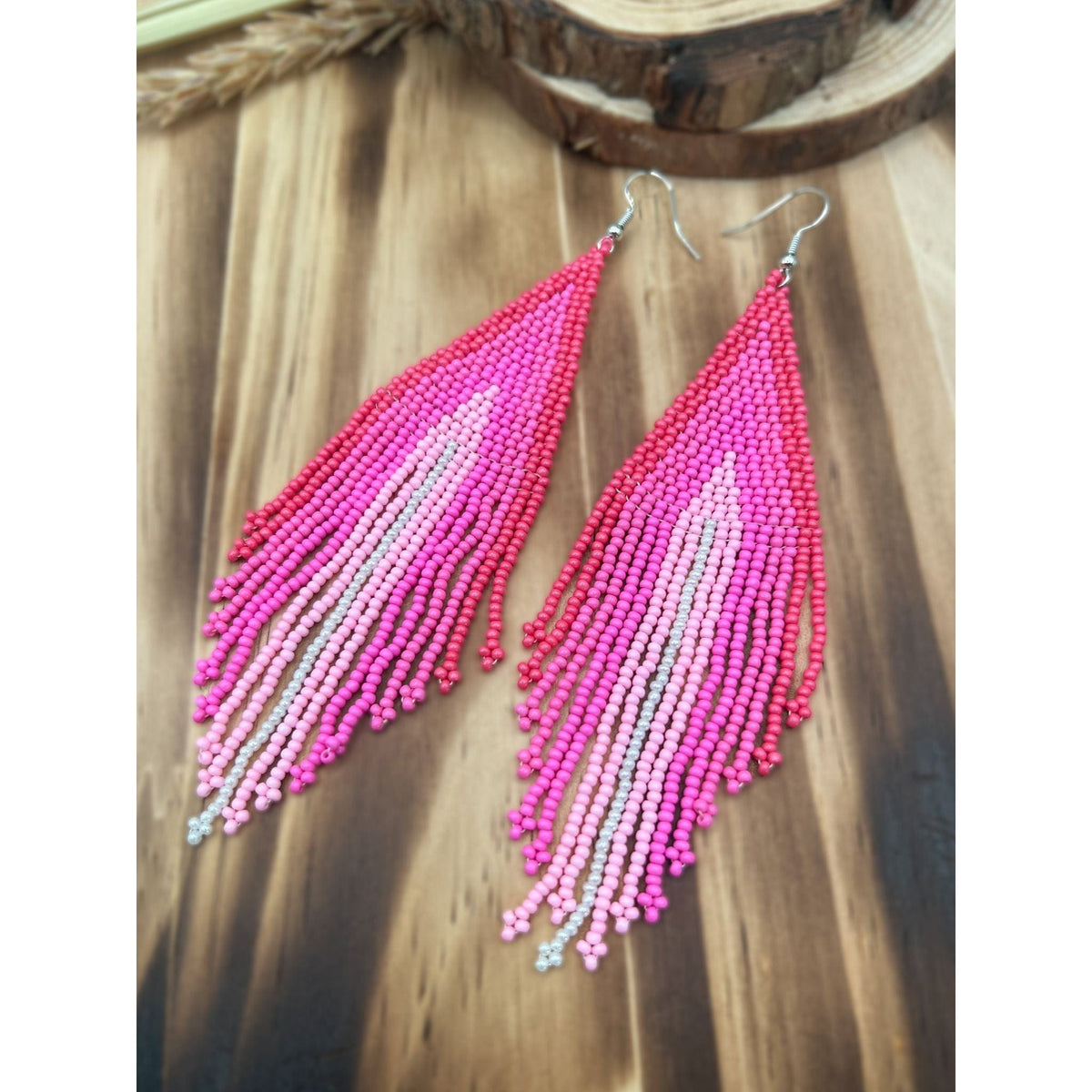 Pink Champagne Beaded Earrings Earrings TheFringeCultureCollective