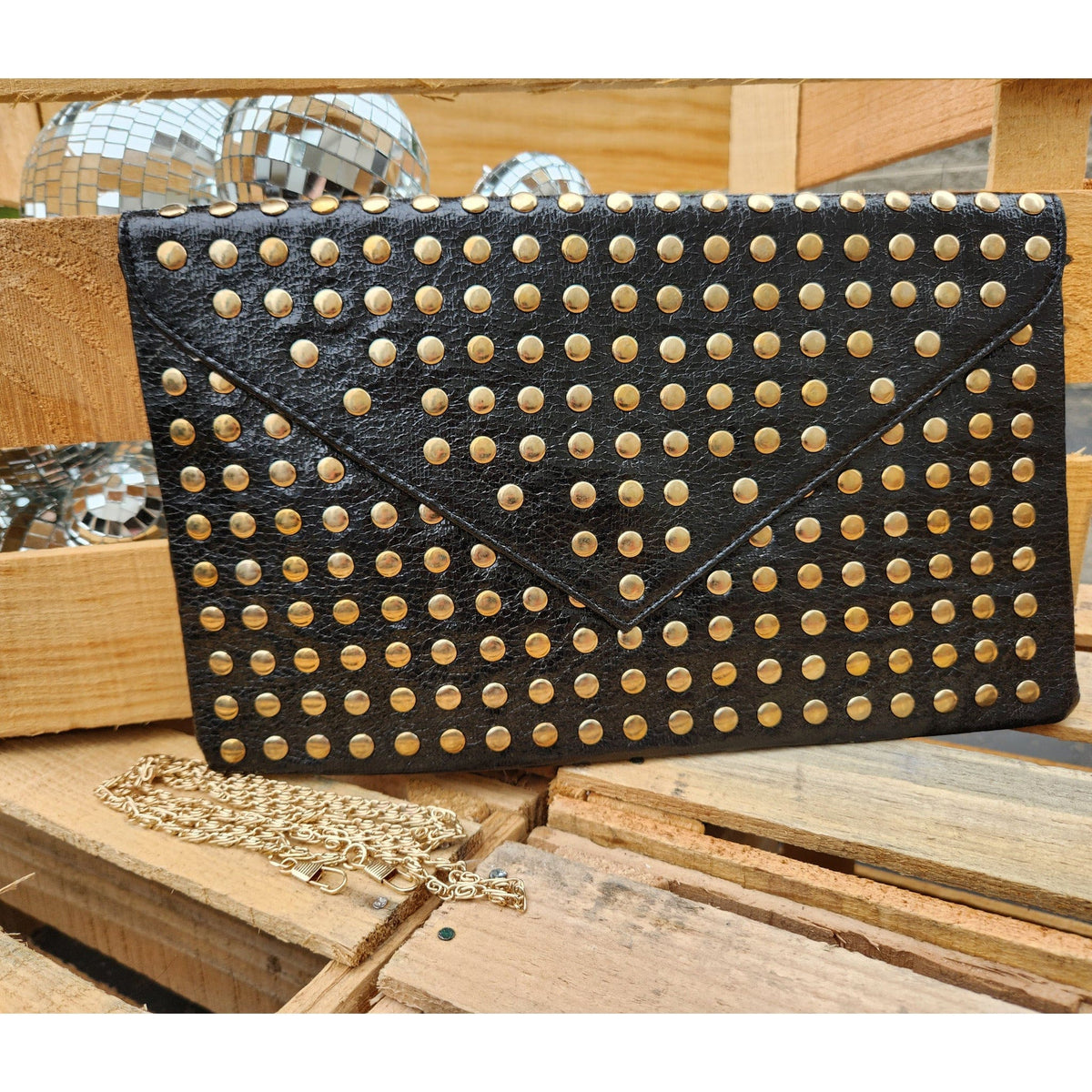 Rock On Studded Clutch With Chain Strap TheFringeCultureCollective
