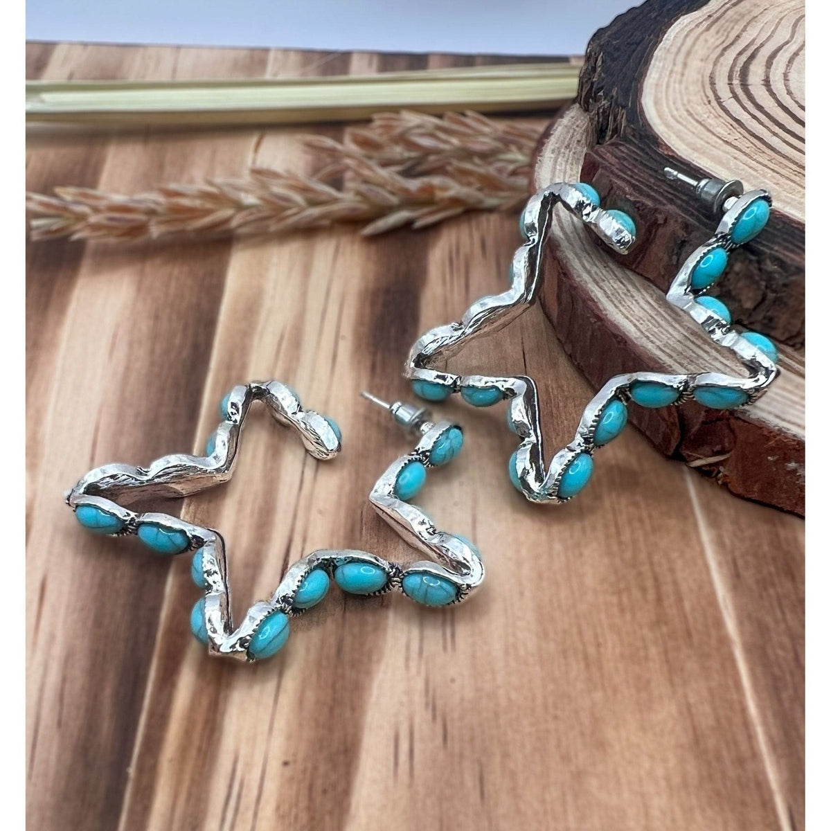 Rodeo Star Turquoise Hoop Earrings TheFringeCultureCollective