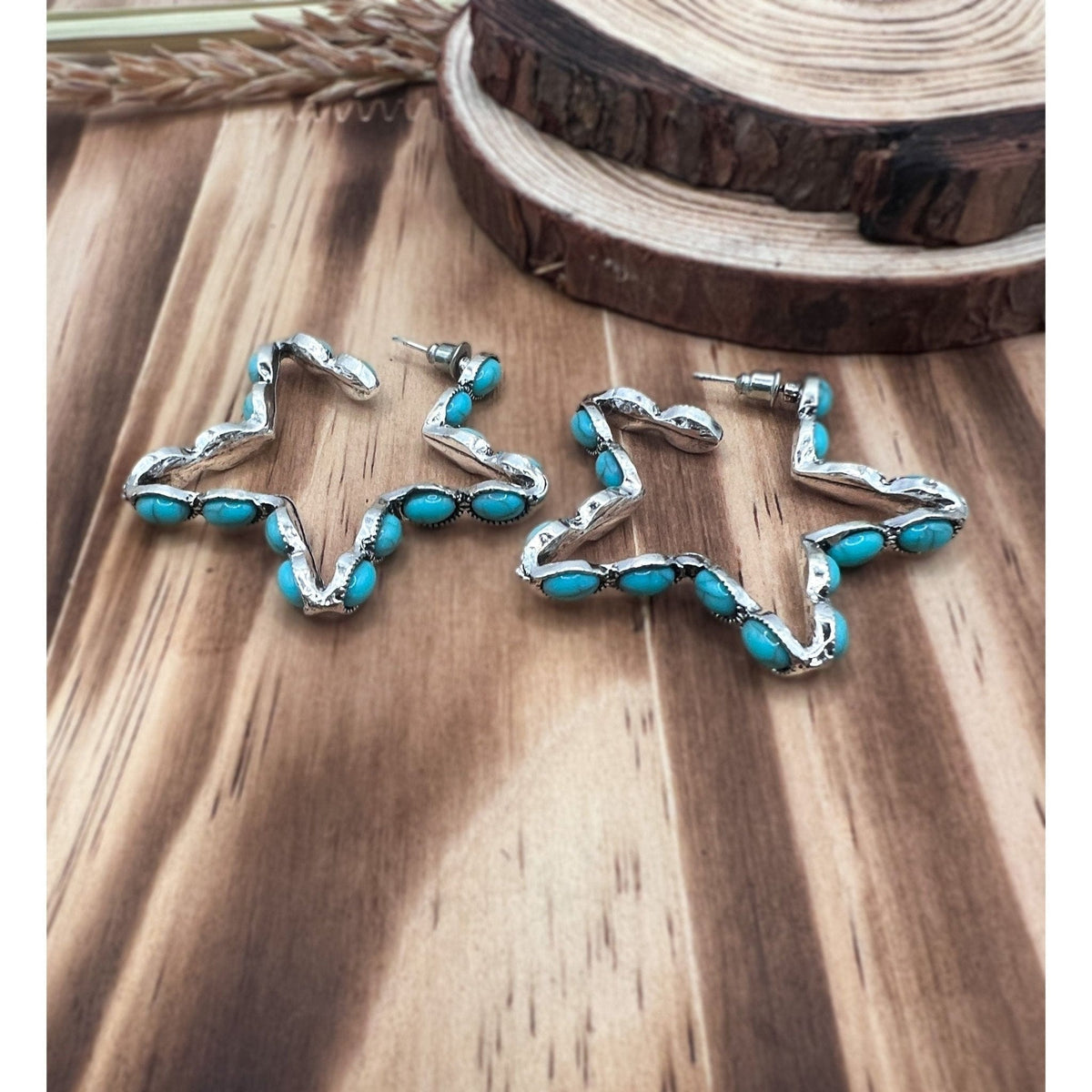 Rodeo Star Turquoise Hoop Earrings TheFringeCultureCollective