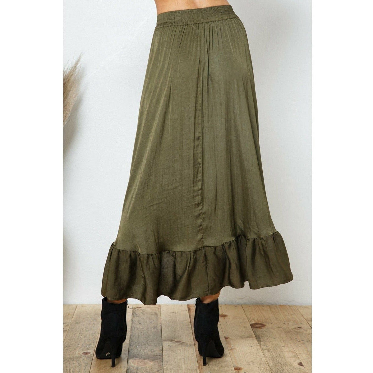 Satin Ruffled Wrap Style Skirt Skirts TheFringeCultureCollective
