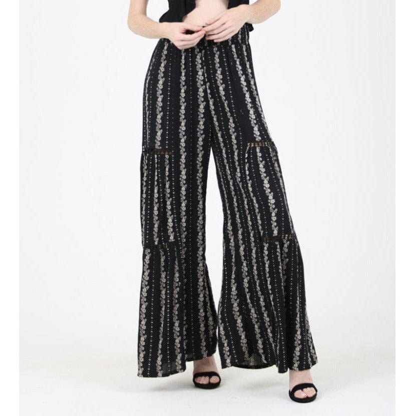 Sawyer Floral Print Black and White Palazzo Pants Palazzo Pants TheFringeCultureCollective