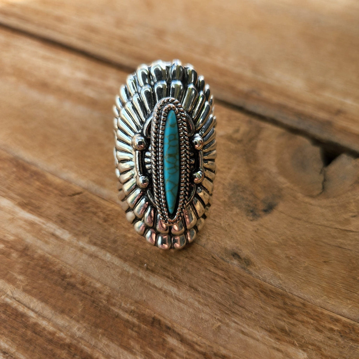 Silver and Turquoise Statement Ring Rings TheFringeCultureCollective