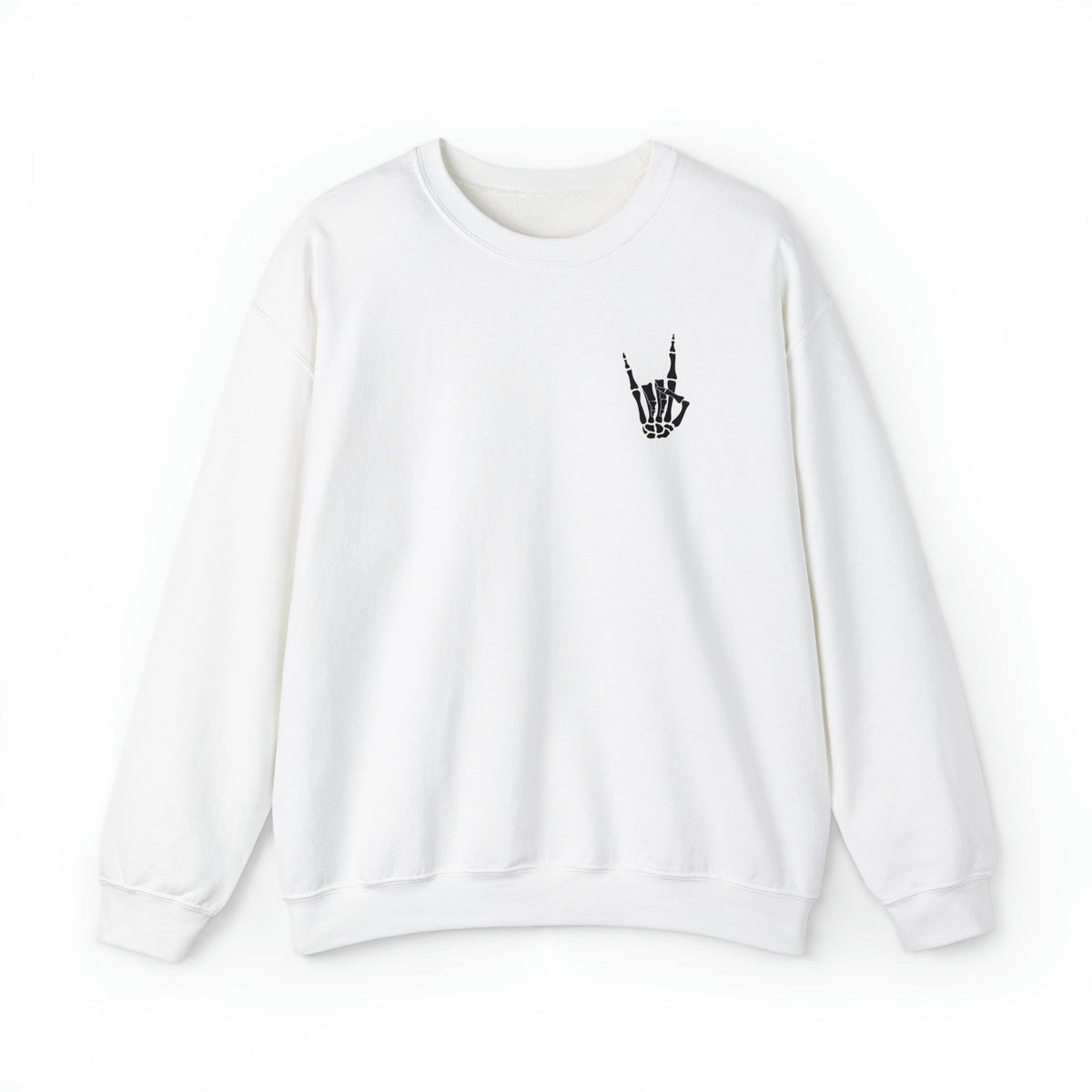 Skeleton Rock On Crewneck Sweatshirt | Skeleton Hand | Halloween Sweatshirt Sweatshirt TheFringeCultureCollective