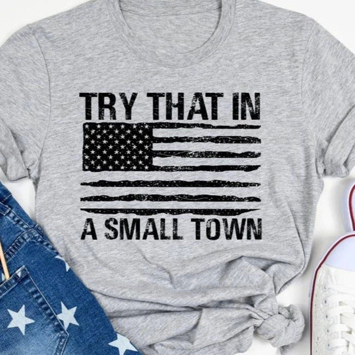 Small Town Flag Tee | Country Graphic Tee | Conservative Shirt TheFringeCultureCollective