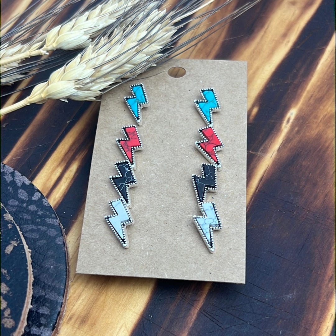 Stormy Sky Lightening Bolt Stud Earrings Earrings TheFringeCultureCollective